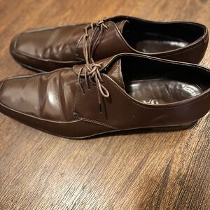 Vintage Prada patent leather Square Toed Oxfords. Resoled with Prada soles.